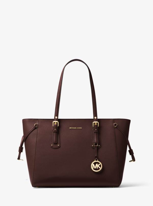 Damske Prenosná Taška Michael Kors Voyager Medium Crossgrain Leather Bordove - Kabelky Michael Kors Obchod | KDUJR-6145